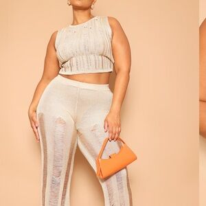PrettyLittleThing Cream Knit pants set